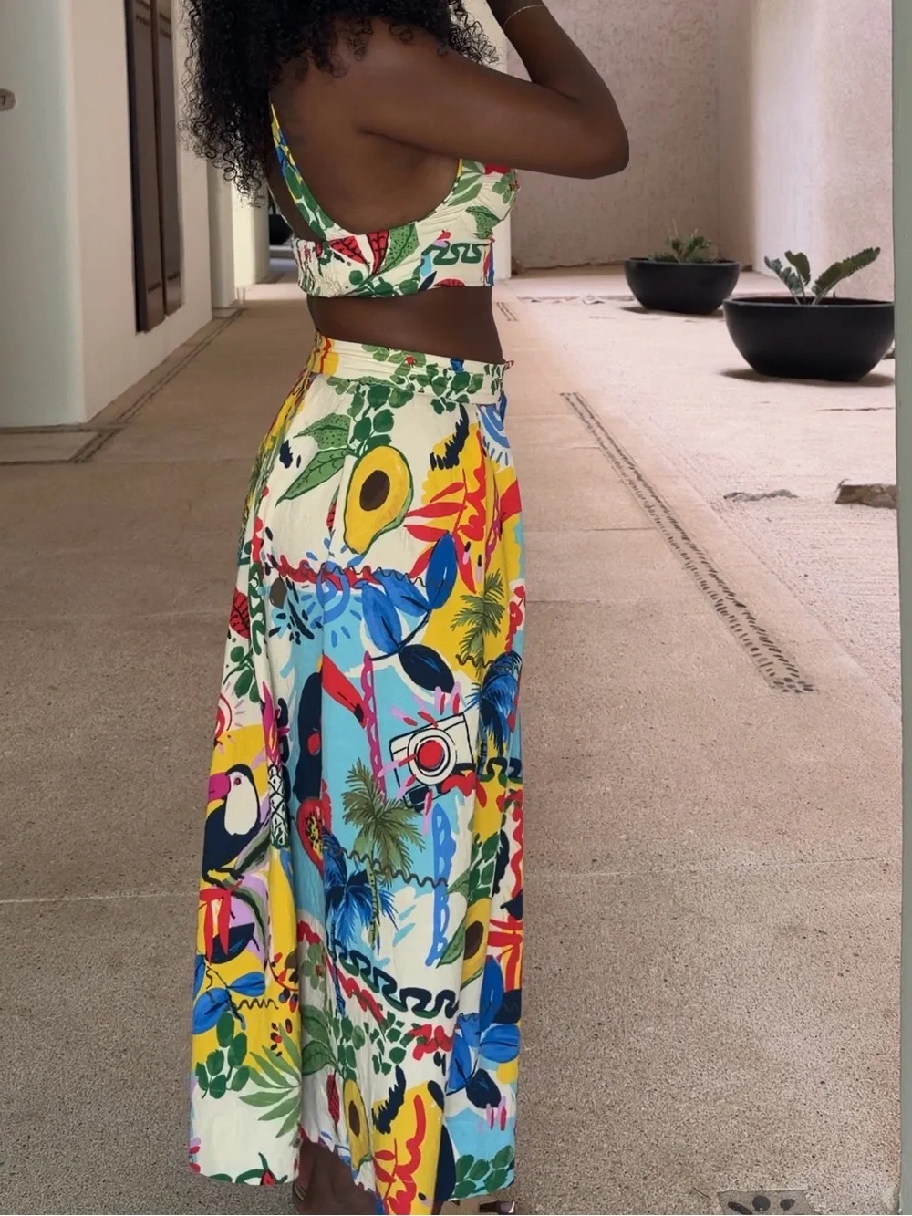 Zara Tropical Floral Print Crop Top & Maxi Skirt Set - Picture 13 of 15